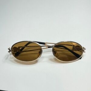 Vintage Gianni Versace Medusa Oval Sunglasses – Gold Frame Brown Lens